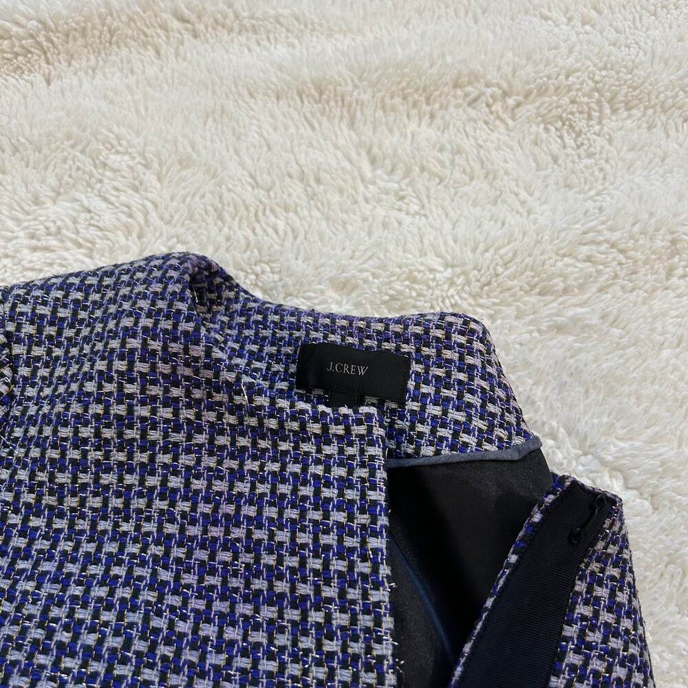J Crew Womens Sz 6 Navy Silk Tweed Jacket Blazer Career Preppy Classic Teacher - Picture 7 of 9